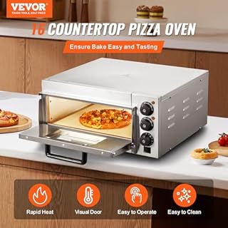 VEVOR Forno per Pizza Commerciale da Banco, 406 mm Singlo Piano, Forno Elettrico per Pizza in Acciaio Inox con Pietra e Maniglia, Macchina per Pizza Interna per Ristorante, Forno per Pizza a Casa