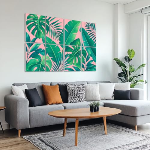 8 Pack Paneles Acústicos Decorativos con Hojas Tropicales Verdes, Absorbentes de Sonido, Auto-Adhesivos para Estudios de Grabación y Oficina 48"x32" miniatura 6