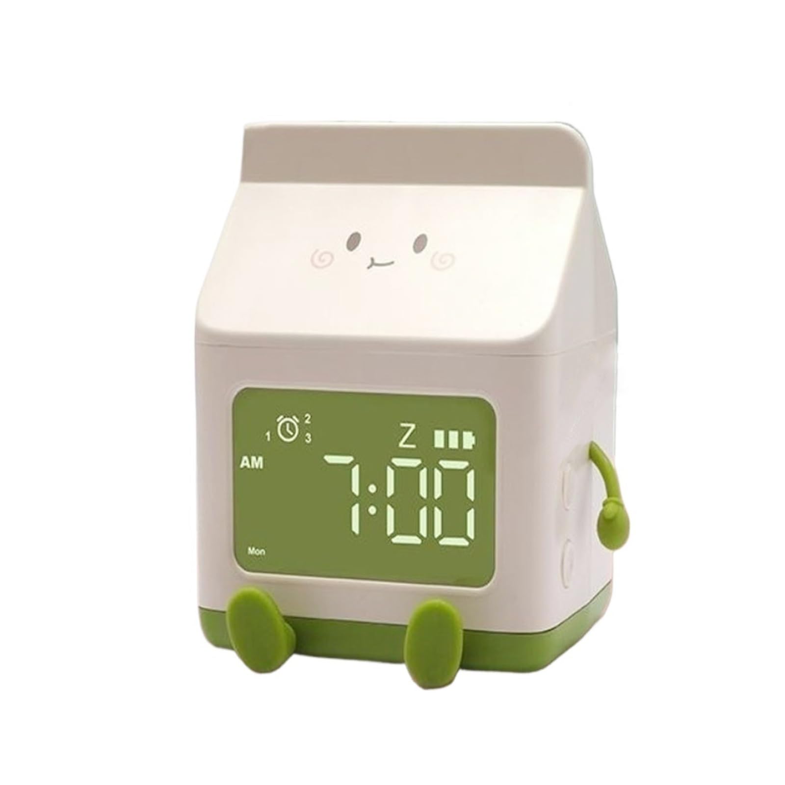 G5z9w3c7m2 Green Loud Alarm Clocks Cute Alarm Clock Milk Shape Children Wake Up Rechargeable For Bedroom Room Decor Birthday(Green)