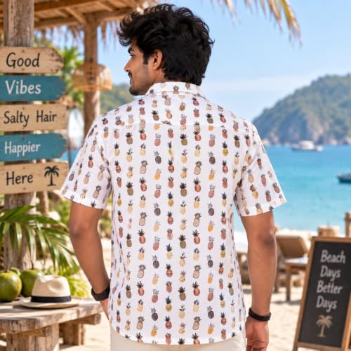 Image of BROWN CULTURE Men's Cotton Blend Abstract Printed Casual Shirt, Spread Collar, Half Sleeves, Regular Length, Button Front Closure, Stylish Everyday Wear for Men