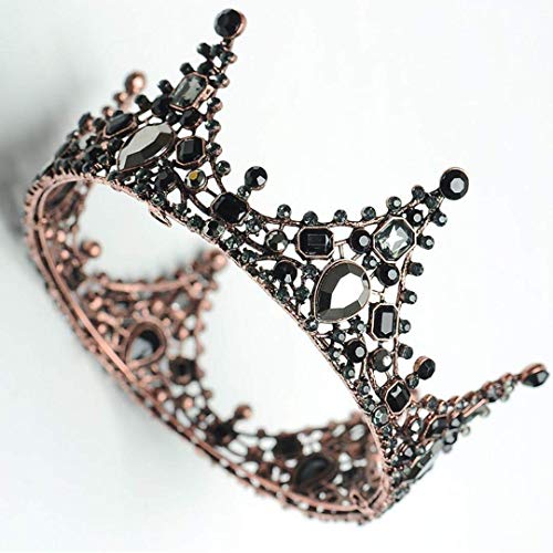 Ambari Black Crowns for Women Tiara Vintage Style Crown Hair Piece Accessories for Bride, Wedding, Prom, Birthday, Engagement, Bridal Shower - Baroque Jewelry for Women, New Packaging
