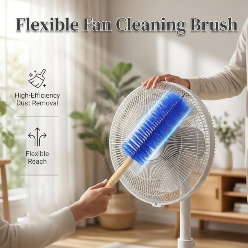 Image of Fan Cleaning Brush with Bendable Microfiber Head, Reusable Dusting Brush for Fan Blades, Window Blinds, Air Conditioner Vents, Ceiling Fans, Car Vents and Hard-to-Reach Areas, Grey