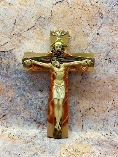 Osiris Trading UK Sacred Resin Holy Trinity Wall Cross - 20cm Spiritual Crucifix with Divine Figurines, Religious Home Decor, Blessed Wall Hanging