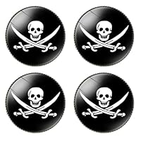 HSQCEZ 4 Pcs Pirate Jack Rackham Flag Pin Round 1 Inch, Pirate Skull Lapel Pins Badge for Hat Clothes Backpack