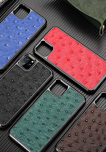 Étui iPhone 13 Pro Max GUMMMY en cuir d'autruche rouge véritable - 2
