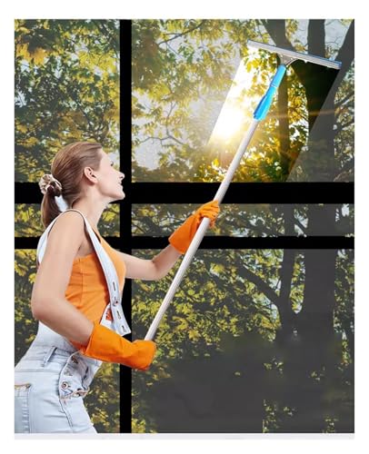 Limpiacristales de largo alcance con barra de extensión telescópica, kit de lavado de ventanas para ventanas altas, cristal de ducha, espejo y RV