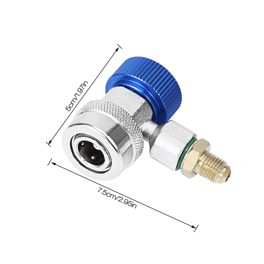 1/4 R134 A/C Connettore Rapido Basso, 2 Pezzi/Setconnettore Accoppiatore Alto, Adattatore Valvola Aria Condizionata, Valvola di Sicurezza Attacco Rapido Aria Condizionata