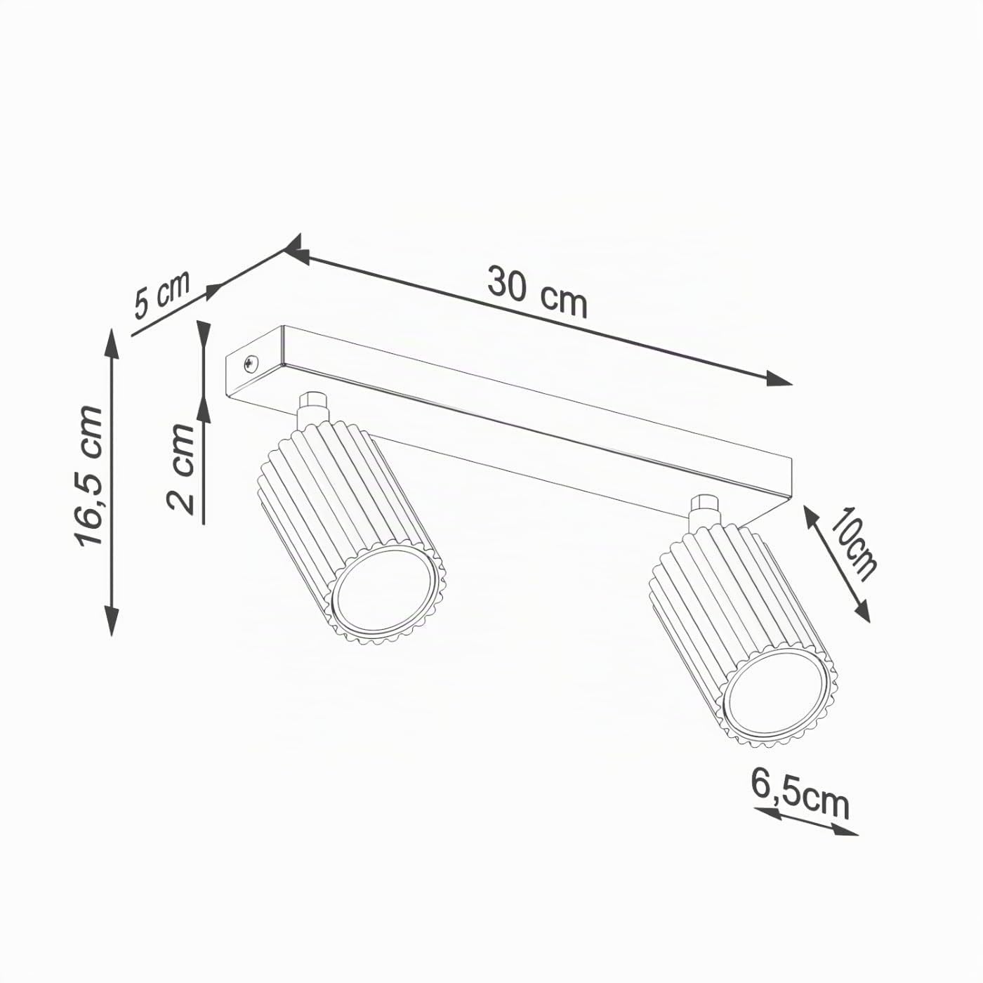 SOLLUX lighting Lámpara de Techo - Foco de Techo - en Aluminio - 2 Pantallas - 30 x 6,5 x 16,5 cm - Karbon Verde Oliva