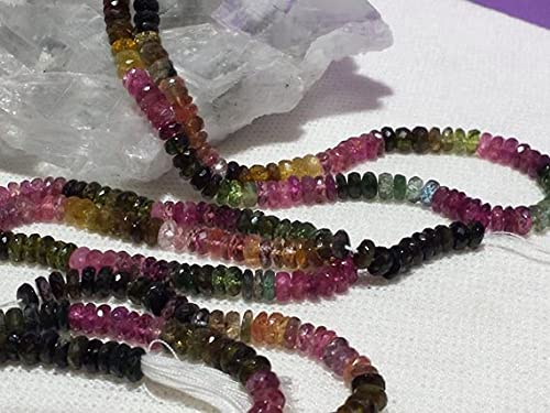 Tourmaline naturelle en perles rondelles facettées 5mm de qualité joaillerie