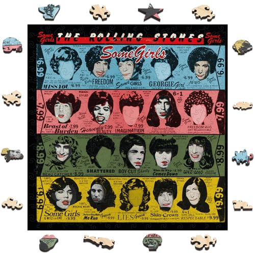 WOODLUX The Rolling Stones Puzzle de Madera - SomeGirls 300 Piezas Decorativo Oficial con Corte Preciso y Forma Única, 12.4x12.4 pulgadas, Logo Icónico Lengua miniatura 1