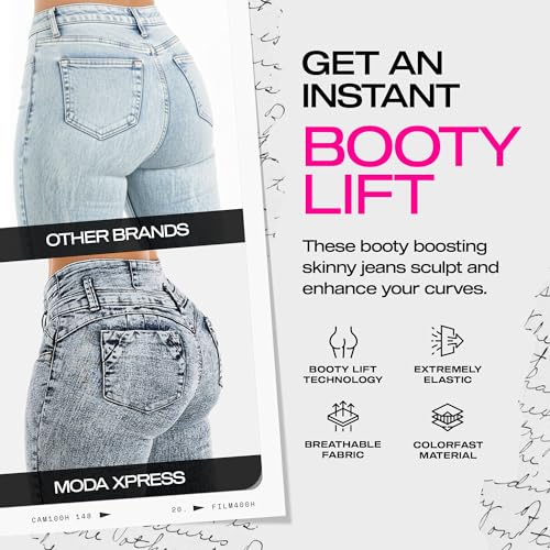 Image of Moda Xpress Women's Butt Lifting High Waisted Bootcut Jeans - Stretchy, Comfortable Flare Jeans in Junior Size Vintage Style