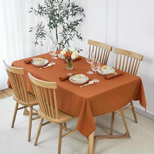 Image of maxmill Fall Cloth Napkins 20 x 20 Inch Weaved Pattern Soft Comfortable and Luxury Serviette for Harvest Thanksgiving Family Dinners Weddings Parties and Banquets Set of 4 Pieces, Rust