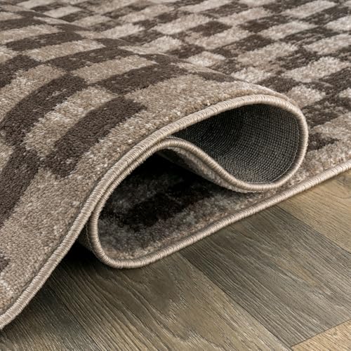 Tapete decorativo beige con diseño geométrico 4' x 6' miniatura 4