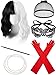 6 Pieces Black and White Wigs Cosplay Costume Set Halloween Bob Party Wig Plastic Holder Pearl Beads Long Gloves 1920s Accessories Costume for Women Halloween Christmas Party (Cute Style)