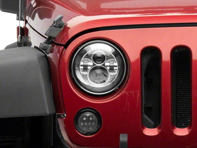 Miniatura 7 de Axial Faros delanteros LED Daymaker de la serie Raxiom carcasa cromada lente transparente compatible con Jeep Wrangler TJ y JK 97-18
