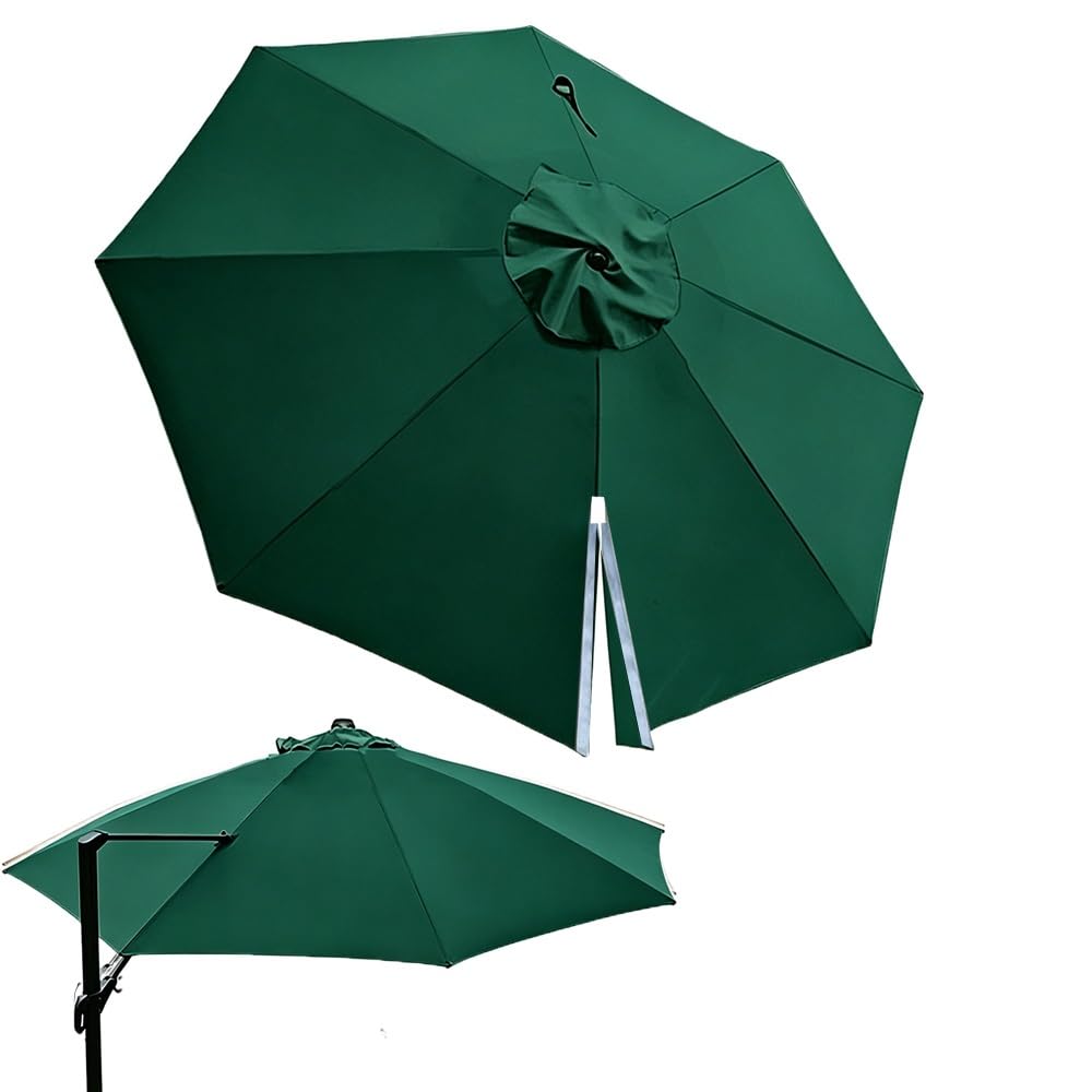 TAJMDGW Cantilever Round Umbrella Replacement Fabric 3m 3.35cm 3.5m 8 Ribs Patio Parasol Canopy Outdoor Offset Umbrellas Top Cover Replacement Cloth(Dark green,3.35m (11ft))