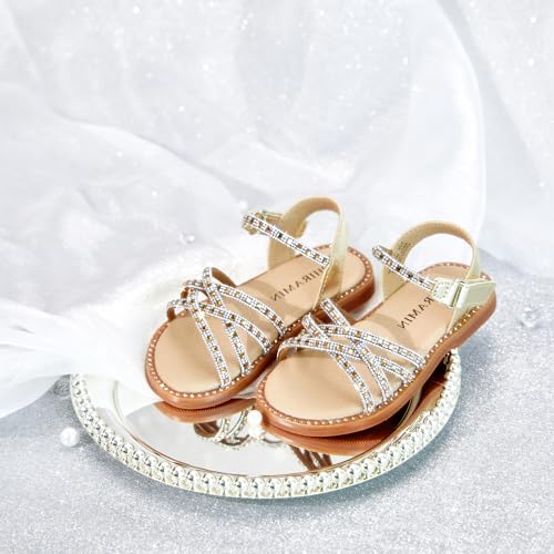 Image of PHIRAMIN Toddler Flower Girl Sandals - Girl Dress Shoes Toddler Little Kid Wedding Party