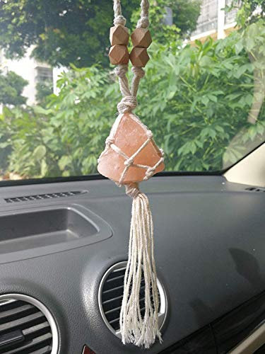 LFaize Handmade Raw Himalayan Salt Car Accessories Car Charm Rear View Mirror Car