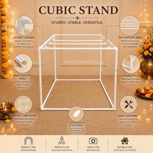 Image of SpecialYou.in Ganpati Decoration Setup for Home with Ganpati Decoration Backdrop PVC Cubic Stand, Backdrop Stand for Decor, Ganesh Decorations Items for Home Decor-1 Set