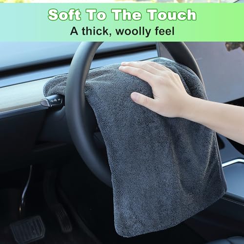 Image of JOYMOOP Microfiber Towels for Cars, 35.4 inch x 23.6 inch Car Drying Towel, Dark Gray Reusable Car Towel, Quick Drying Car Microfiber Cleaning Cloth for RVs, SUVs, Trucks