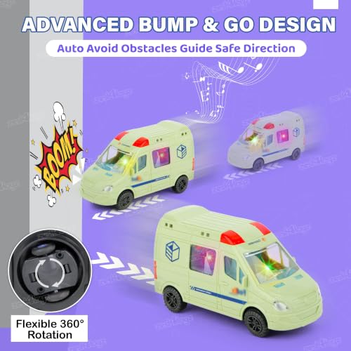Image of Zest 4 Toyz Musical Car Toy for Kids Bump and Go Toys for Kids Van Toy with Flashing Lights and Realistic Sounds Sirens Battery Operated Vehicle Toy - Pack of 1 (Random Color)