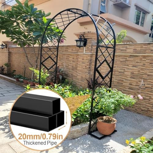 Metal Garden Arbor Arch for Climbing Plants - 7.5ft Steel Trellis in White/Black/Green/Brown - Outdoor Wedding Ceremony Party Decor - Durable Garden Feature