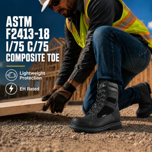 Image of Golden Retriever 6 /8 Inch Waterproof Composite Toe Work Boots for Men | Non-Metallic Safety Toe, Crazy Horse leather, Goodyear Welt Construction, Easy-On Rear Pull Loop, EH Rated Work Boots