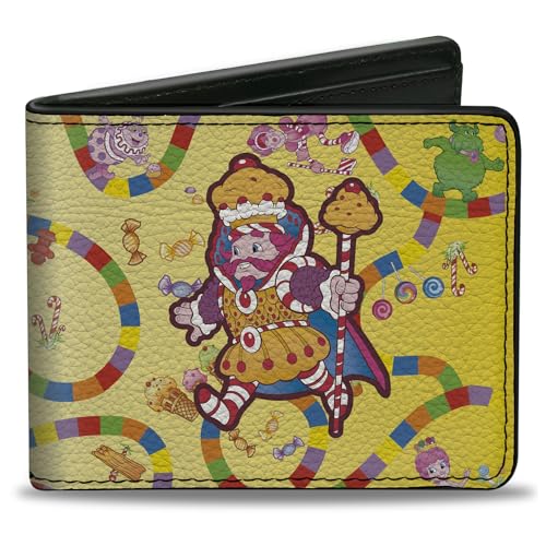 Buckle-Down Hasbro Wallet, Bifold, Candy Land Kandy King Game Path Pose and Characters Multi, Vegan Leather