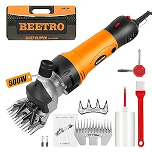 BEETRO 500W, Electric Professional Sheep Shears, Animal Grooming Clippers for Sheep Alpacas Goats and More, 6 Speeds Heavy Duty Farm Livestock Haircut, with an Extra Set of Shearing Blades