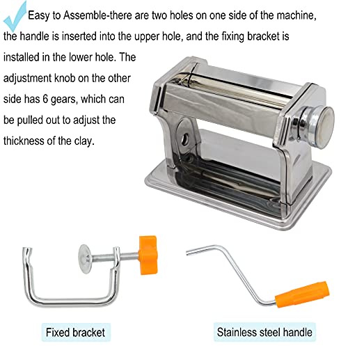 Polymer Clay Press Machine, Craft Clay Mixers Machine And 40Pcs Polymer Clay Cutters Mold, Stainless Steel Handmade Clay Rolling Machine For Diy Craft - 6 Thickness Options #TOP5