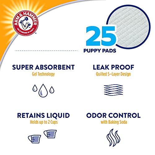 Arm & Hammer for Dogs Puppy Training Pads with Attractant New & Improved Super Absorbent,Leak-Proof,Odor Control Quilted Puppy Pads with Baking Soda Pack Bulk Wee Wee Pads(Pack of 8,200 Count)