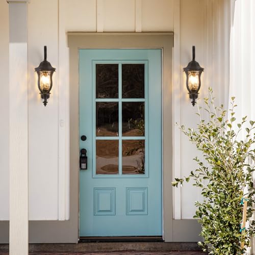 Image of Black Brush Red Exterior Wall Sconces, 28 inch Large Outdoor Wall Light
