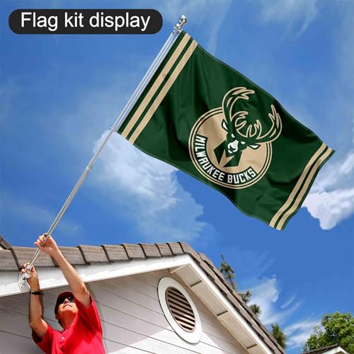 Drapeau Milwaukee Bucks avec mât et support WinCraft pour extérieur