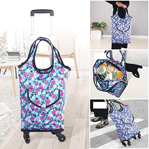 YYAI-HHJU Faltbare Einkaufstasche/Einkaufswagen 4 Rad Leichte Push-Pull-Einkaufswagentasche Gepäck Einkaufstrolley… – Bild 3