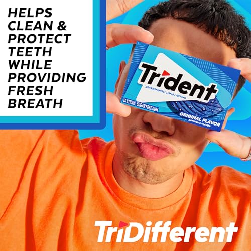 Image of Trident Flavor Sugar Free Gum Packs of 14 Pieces Total Pieces, Original, 168 Count, (Pack of 12)