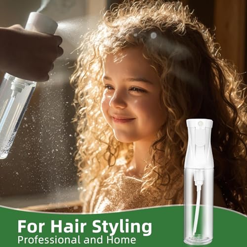 Continuous Spray Bottle – Patented Superior Ultra-Fine Mist Sprayer for Hair Styling, Plants & Cleaning, Durable 360° Leak-Proof BPA-Free Refillable Mister, White 300 ml / 10 oz3