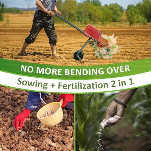 Sembradora de maíz de empuje manual, rodillo para sembrar cacahuete, algodón y soja en jardín 4