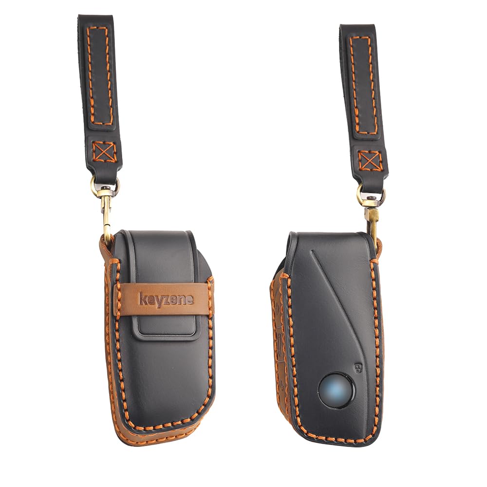 Leather Key Cover and Keychain Compatible for BMW 2023 New 7 Series 740i 760i X1 X7 XM IX I7, X5 Smart Key (Black)