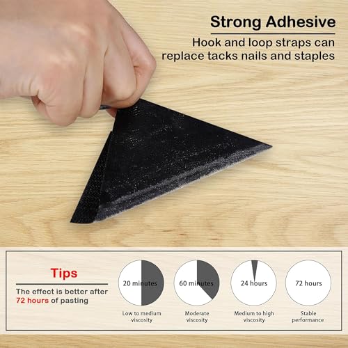 Image of BONZELLA 10 pcs Self Adhesive Hook and Loop Strips Tape 6x6 cm Velcro Tapes, Mosquito net Mounting Tape, Multipurpose Double Sided Hook & Loop Tape for Crafting & Hanging (10, 6cm x 6cm, Black)