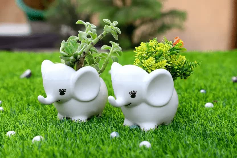 Lyallpur Stores Ceramic Planter Pot (White Color, Baby Elephant Shape, Pack of 2) for Balcony & Home Decor Plant Container Pot (Plant Not Included) (B0BBMXV7B7) Amazon Price History, Amazon Price Tracker
