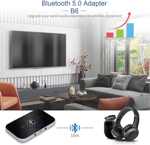 Image of MICROWARE Bluetooth 5.0 Transmitter and Receiver, 2-in-1 Aux Wireless 3.5mm Adapter Wireless Audio Adapter for TV Audio Portable Wireless Receiver for Car /Home Stereo System