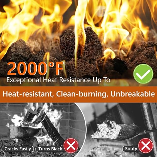 NUPICK 20lb Red Lava Rocks for Fire Pit, 0.5"-1.5" Volcanic Rock for Fireplace Indoor Outdoor, Lava Stone for Natural Gas & Propane Systems, Fire Glass Base Layer, Fire Bowls, Landscaping, Plants by NUPICK - Image 2