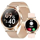 CyberDyer Smartwatch Damen mit Bluetooth-Anrufe 1.32 Zoll Schrittzähler Uhr Damen Fitnessuhr mit Pulsmesser Schlafmonitor Musiksteuerung Wunderschönes Aussehen Damenuhr für Android iOS