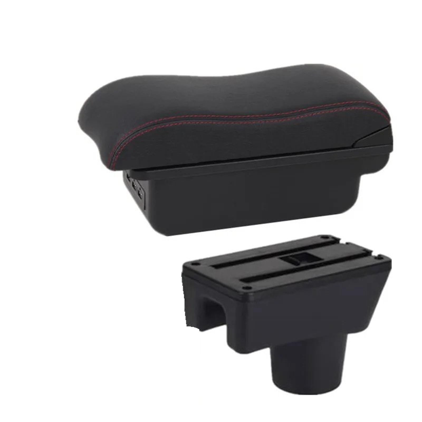 Hguvsjd Armrest Box For Mitsubishi For Attrage For Mirage For Space For Star Armrest Storage Box Retrofit Accessories Car Armrests(B Black red 3USB)