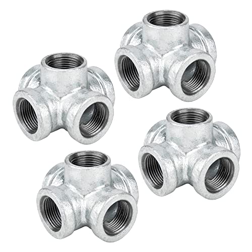 PIPE DECOR 2,5 cm verzinktes Eisen, 5-Wege-Armatur, 4 Stück Cover