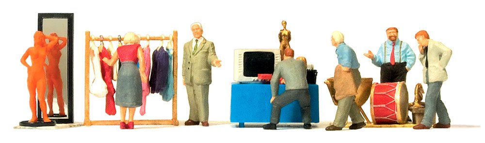 Preiser 10619 At the Flea Market Scene (6) Exclusive Figure Set