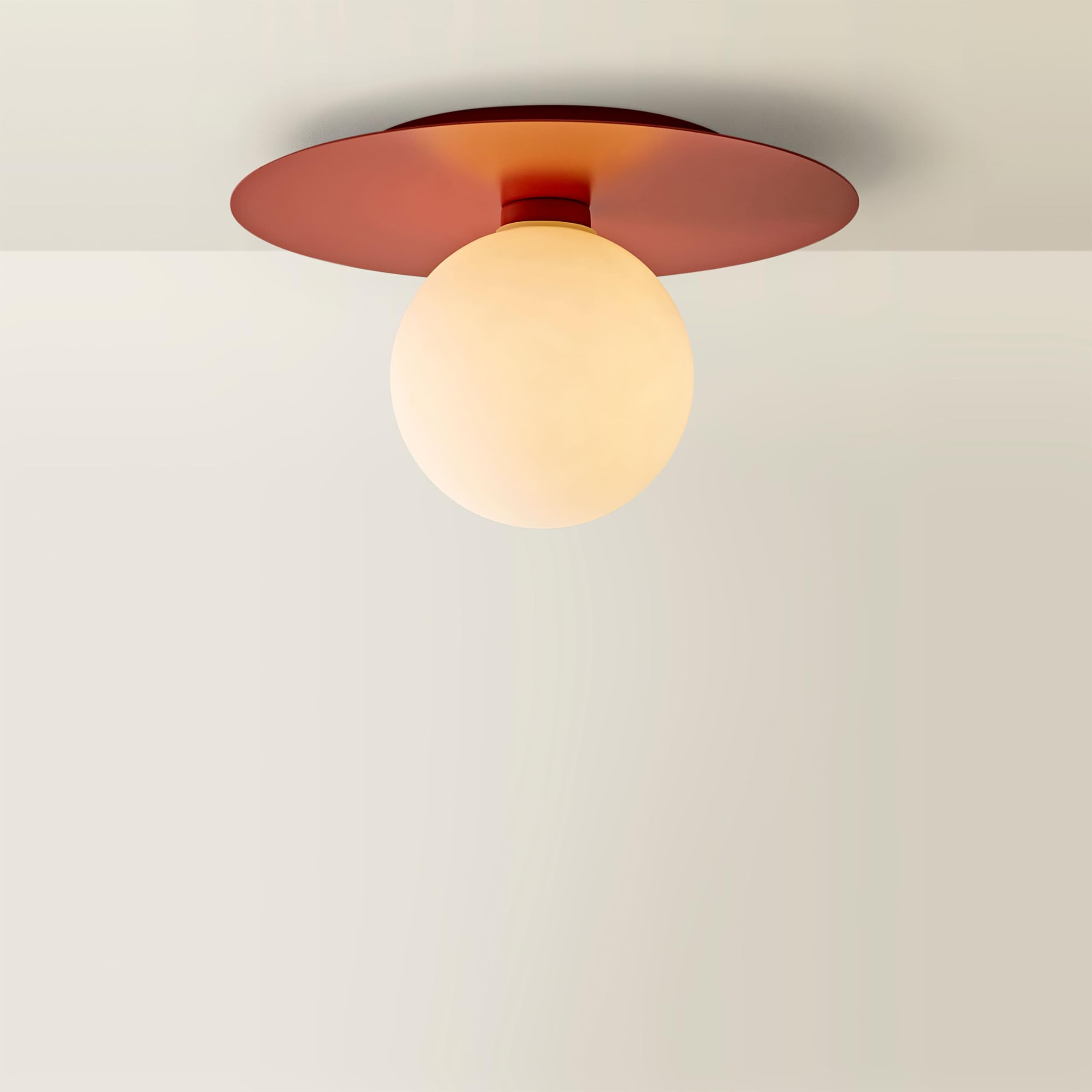 Valuelights Orange | Darla Rust Frosted Globe Bathroom Flush Ceiling Light | Ceiling Lights, Home Décor & Improvement Essential | Mains Wired