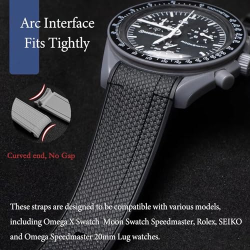 Image of Silicone Rubber Bands for Omega X Swatch Moonswatch Watch Strap 20mm Curved End Weave Style Premium Silicone Rubber Replacement Strap Women Men,for Omega Swatch Moonswatch Speedmaster