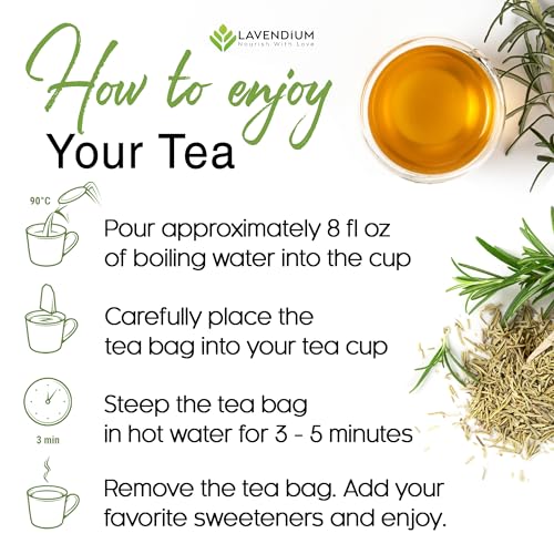 Image of Lavendium, 20 Rosemary Leaf Tea Bags, Made of 100% Natural Rosemary Dried Leaves, Rosemary Herbal Tea, No Additives, No Caffeine, No Gluten, Vegan.