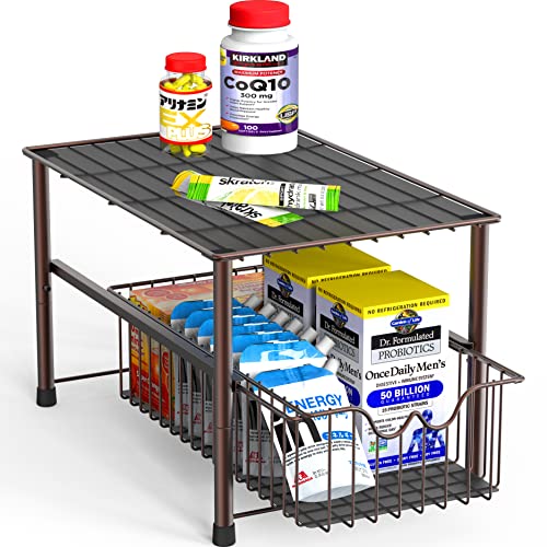 Deco Brothers Stackable Under Sink Organizer with Bronze Sliding Basket
